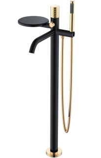 Напольный смеситель для ванны Boheme Stick 129-BG чёрный матовый/золото Напольный смеситель для ванны Boheme Stick 129-BG чёрный матовый/золото