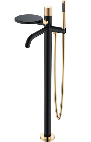 Напольный смеситель для ванны Boheme Stick 129-BG.2 чёрный матовый/золото Напольный смеситель для ванны Boheme Stick 129-BG.2 чёрный матовый/золото