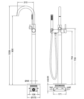 Напольный смеситель для ванны Timo Saona 2310/16Y-CR белый матовый