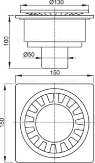 Сливной трап AlcaPlast 150 ? 150/50мм решетка - белая APV16