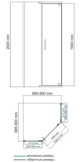 Душевой уголок Wasserkraft Leine 35P11 90x90 Душевой уголок Wasserkraft Leine 35P11 90x90