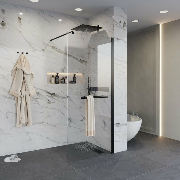 Душевая перегородка Niagara NG-681-90BLACK 90см чёрный/прозрачное