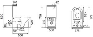 Унитаз CeramaLux 2166MB с бачком и сиденьем Микролифт