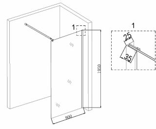 Душевая перегородка Niagara NG-685-90BLACK 90см чёрный/прозрачное