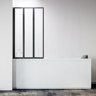 Шторка на ванну складная левая Veconi Palau, PL-73BL, 1200x1500, черный матовый, прозрачное стекло Шторка на ванну складная левая Veconi Palau, PL-73BL, 1200x1500, черный матовый, прозрачное стекло