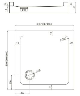 Поддон для душа Veconi Tezeo TZ-52 80x80см белый Поддон для душа Veconi Tezeo TZ-52 80x80см белый