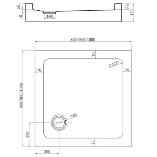 Душевой поддон квадратный Veconi Tezeo Acrylic TZ-52, 800x800x150, акрил, белый Душевой поддон квадратный Veconi Tezeo Acrylic TZ-52, 800x800x150, акрил, белый