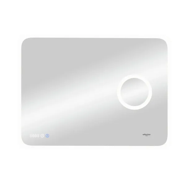 Зеркало Reflexion Point RF4513PT с LED подсветкой сенсором увеличительным зеркалом и часами 80х70