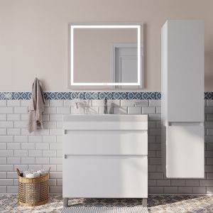 Тумба с раковиной IDDIS Zodiac 80 ZOD8CBFi95K  Белая