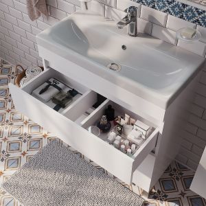 Тумба с раковиной IDDIS Zodiac 80 ZOD8CBFi95K  Белая
