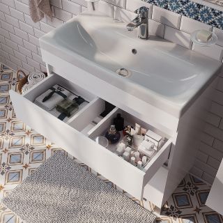 Тумба с раковиной IDDIS Zodiac 80 ZOD8CBFi95K  Белая
