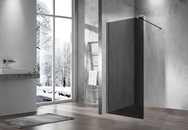 Душевая перегородка Vincea Walk-In 90 VSW-1H900CGGM профиль Вороненая сталь стекло тонированное