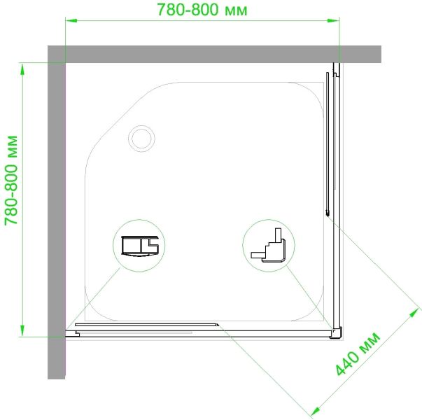 Душевой уголок Royal Bath HPD 80x80см чёрный RB80HPD-C-BL