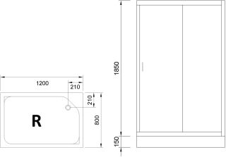 Душевой уголок Royal Bath HP правый 120x80см чёрный RB8120HP-C-BL-R