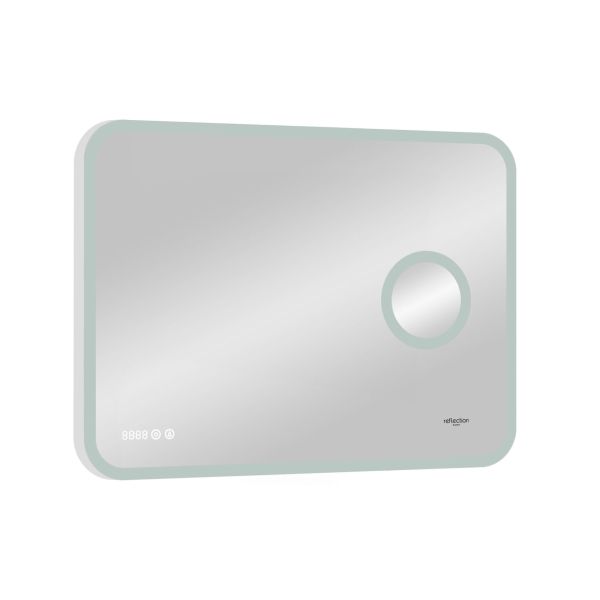 Зеркало Reflexion Point RF4513PT с LED подсветкой сенсором увеличительным зеркалом и часами 80х70