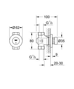 Вентиль для душа Grohe Euroeco Cosmopolitan T 36268000 хром автоматический