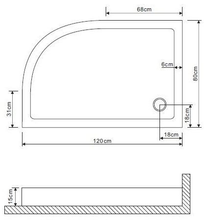 Душевой поддон Grossman GR-119212020L 120x80см левый белый