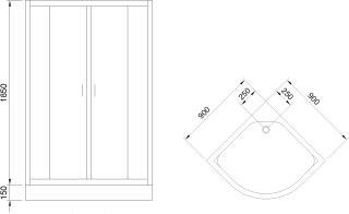 Душевой уголок Royal Bath HK 90x90см чёрный RB90HK-C-BL
