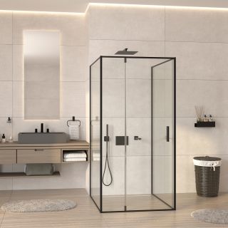 Душевой уголок WasserKRAFT Elbe 74P42 100x100 см профиль чёрный матовый стекло прозрачное