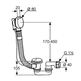 Слив-перелив для ванны Kludi Rotexa 2140705-00 хром