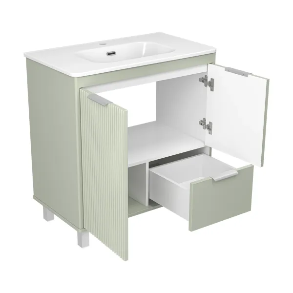 Напольная тумба под раковину Brevita Risacca Pistachio 80 УТ000026420 фисташковый