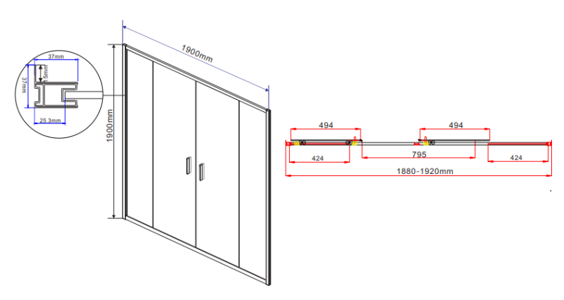 Душевая дверь Vincea Garda 	VDS-1G2190CL 190 см