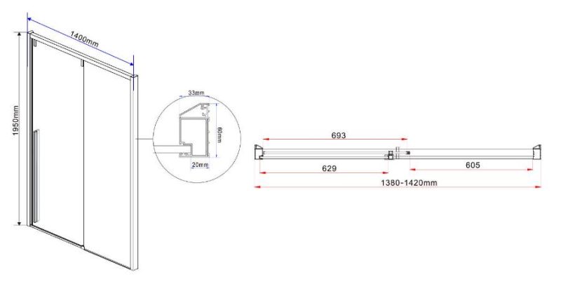 Душевая дверь Vincea Lugano VDS-1L140CLB-1 140 см