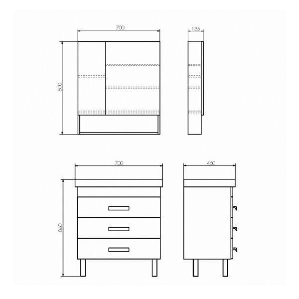 COMFORTY Тумба-умывальник Никосия-70Н  00-00005793