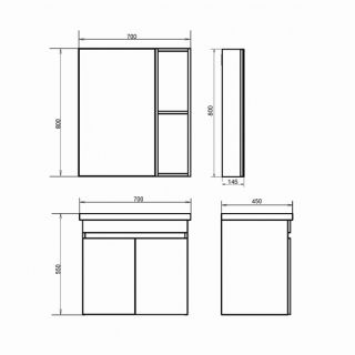 Comforty Зеркало шкаф Осло-70 00-00006164 Comforty Зеркало шкаф Осло-70 00-00006164