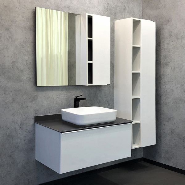 Тумба COMFORTY Милан-90 00-00014426,  с графитовой столешницей, с раковиной COMFORTY T-Y9378