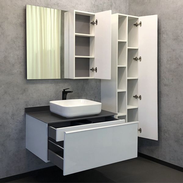 Тумба COMFORTY Милан-90 00-00014426,  с графитовой столешницей, с раковиной COMFORTY T-Y9378