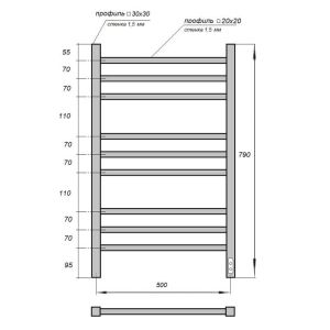 Полотенцесушитель электрический Point Вега PN71858B 50x80см П9 чёрный