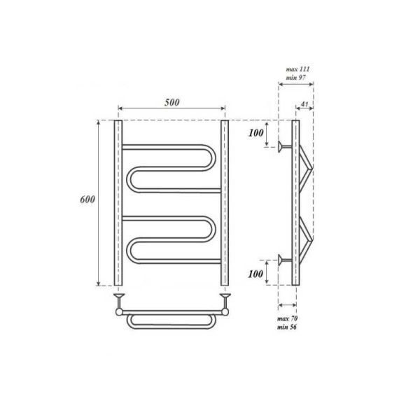 Полотенцесушитель водяной Point Юпитер PN01156 50x60см П2 хром
