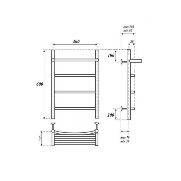 Полотенцесушитель водяной Point Афина PN04146P 40x60см П3 хром