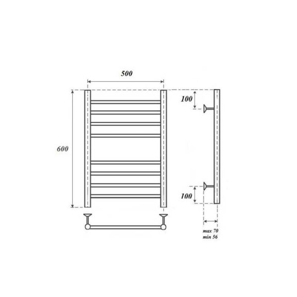 Полотенцесушитель водяной Point Аврора PN10156S 50x60см П8 хром