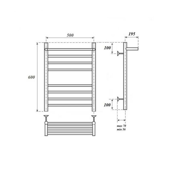 Полотенцесушитель водяной Point Аврора PN10156SP 50x60см П7 хром