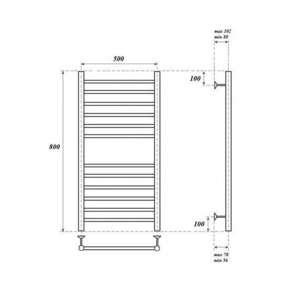 Полотенцесушитель водяной Point Аврора PN10158S 50x80см П12 хром