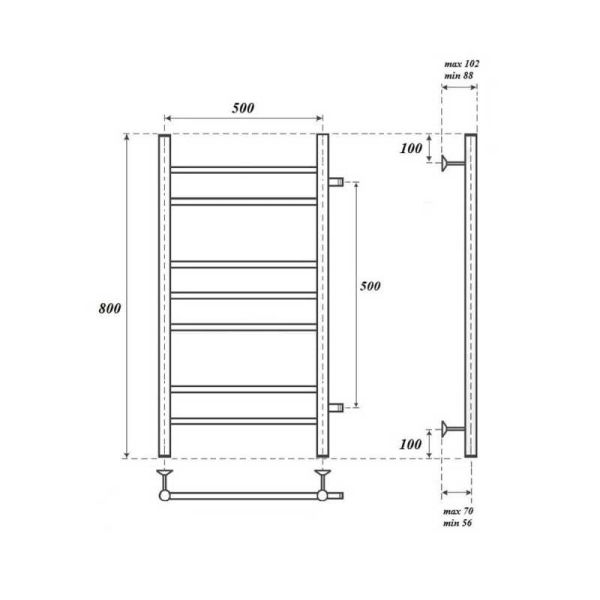 Полотенцесушитель водяной Point Аврора PN10558 50x80см П6 хром