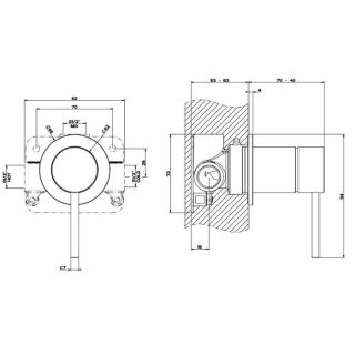 Встраиваемый смеситель для раковины Gessi Flessa 54019.239 брашированная сталь