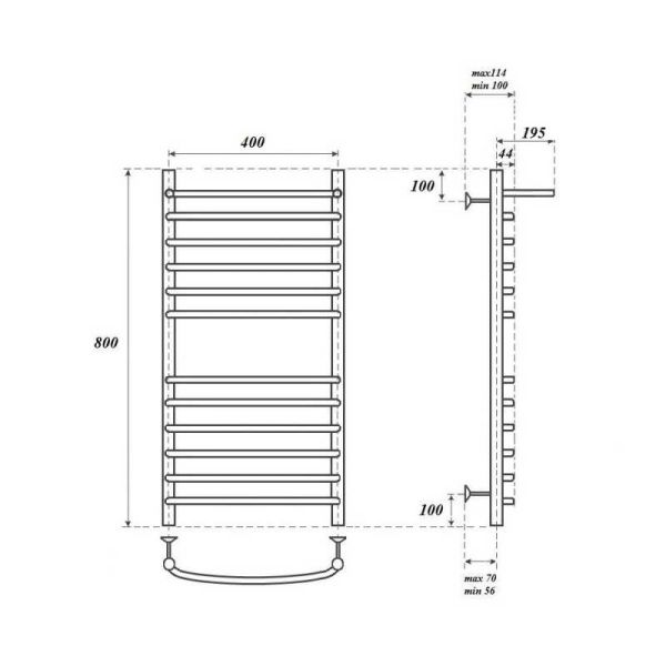 Полотенцесушитель водяной Point Альфа PN05148SP 40x80см П11 хром