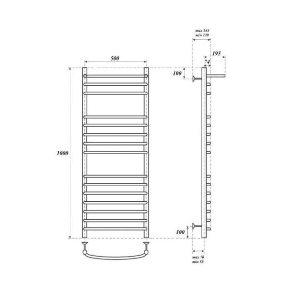 Полотенцесушитель водяной Point Альфа PN05150SP 50x100см П14 хром