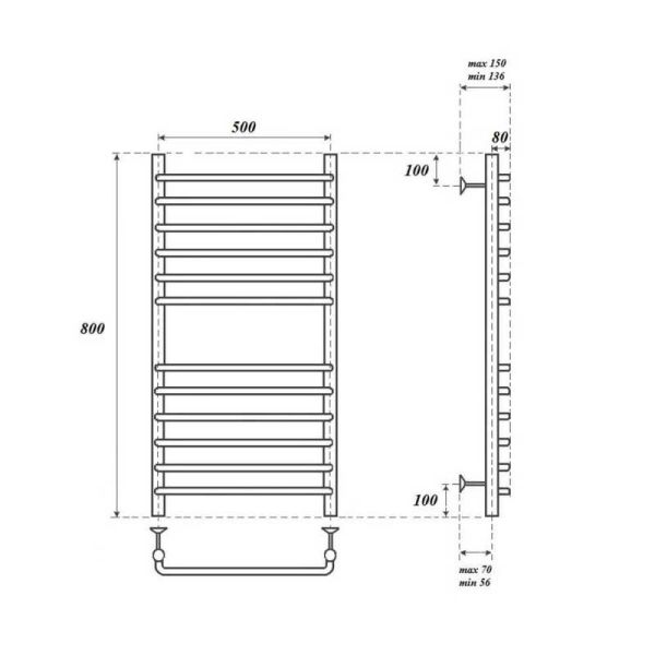 Полотенцесушитель водяной Point Нептун PN09158S 50x80см П12 хром