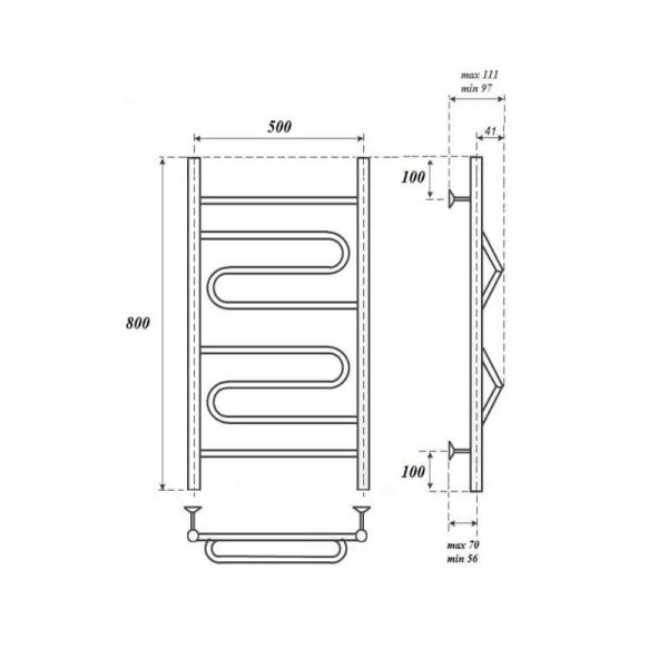 Полотенцесушитель электрический Point Юпитер PN01158E 50x80см П4 хром