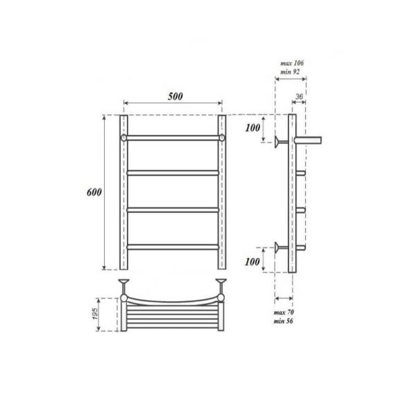 Полотенцесушитель электрический Point Афина PN04156PE 50x60см П3 хром