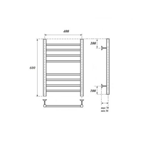 Полотенцесушитель электрический Point Аврора PN10146SE 40x60см П8 хром