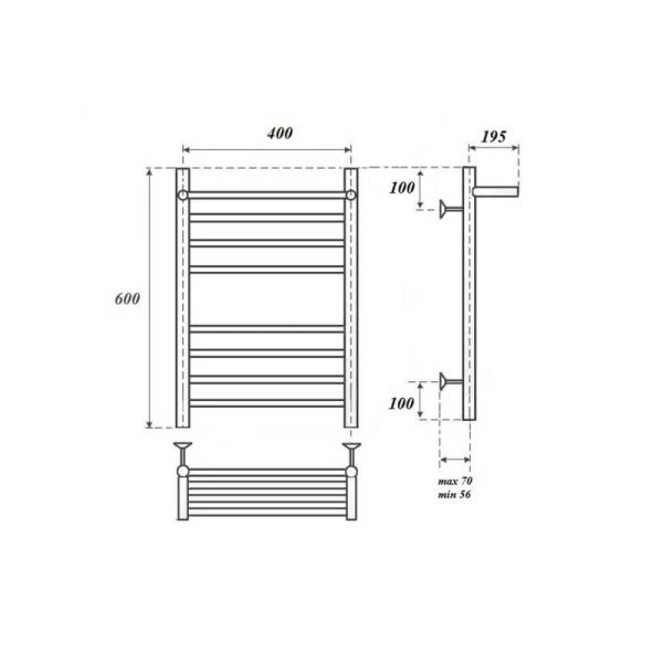 Полотенцесушитель электрический Point Аврора PN10156SPE 50x60см П7 хром