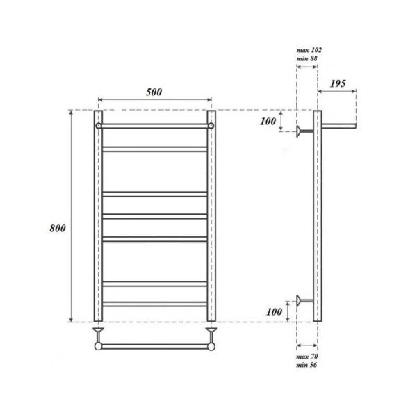 Полотенцесушитель электрический Point Аврора PN10158PE 50x80см П6 хром