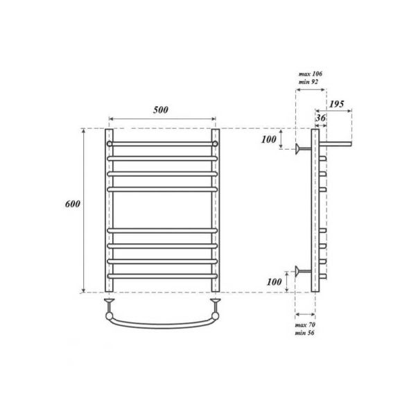 Полотенцесушитель электрический Point Альфа PN05156SPE 50x60см П7 хром