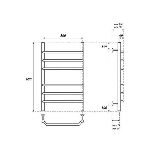 Полотенцесушитель электрический Point Венера PN07156E 50x60см П6 хром