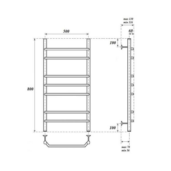 Полотенцесушитель электрический Point Венера PN07158E 50x80см П7 хром